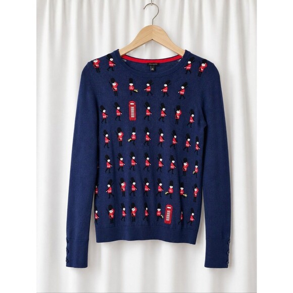 Talbots Sweaters - Talbots Iconic Palace Guards British Phone Booth Whimsical Long Sleeve Sweater